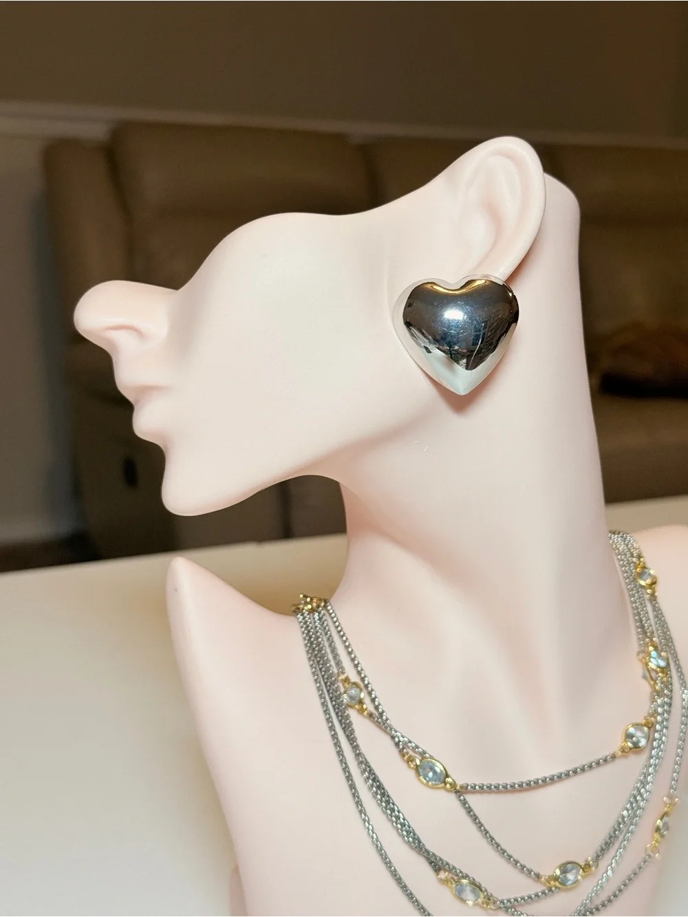 Silver Heart Stud Earrings